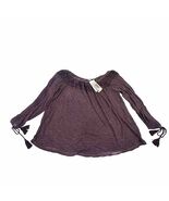 Vintage America Blues Women Large Burgundy Tie Dye Tunic Top Blouse Wine... - $22.99