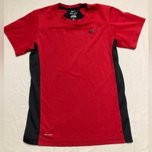 NIKE Red Black Top Boy’s Medium Shirt Dri-Fit Athletic Short Sleeve Spor... - £14.01 GBP