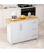 White Kitchen Island Cart: 2 Doors, 3 Drawers, Spice Rack - €246,69 EUR