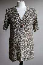 Chico&#39;s 1 (8 M) Short Sleeve Leopard Metallic Knit One-Button Cardigan Sweater - £21.26 GBP