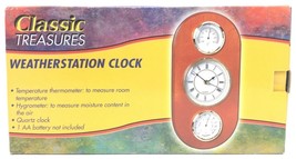 Classic Treasures Weather Station Quartz Clock w/ Thermometer &amp; Hygromet... - £26.82 GBP