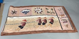 100% Silk Beach Themed Scarf W/ Shells, Fish And Fishermen - 60x16” - $24.74