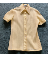 Short sleeve yellow sheer seersucker button front shirt - $19.75