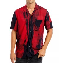 Hugo Boss Men's Short Sleeve Ellino Abstract Camp Shirt Straight Fit Black Red - £58.30 GBP