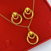 24K rose gold wedding jewelry set: Necklace and earrings with zircon handmade. - £32.19 GBP - £32.19 GBP