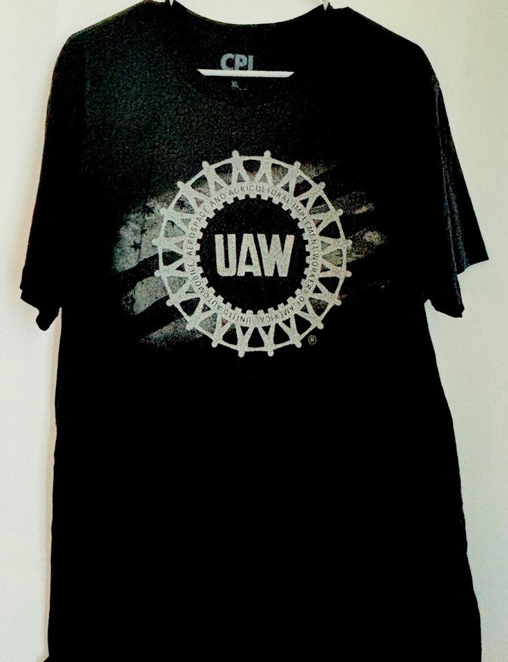 UAW Union T-Shirt United Auto Workers BLACK Retro-Reflective Graphic UAW XL - $10.57
