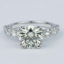 Round Cut 2.35Ct Simulated Diamond Engagement Ring Solid 14k White Gold Size 6 - £212.18 GBP