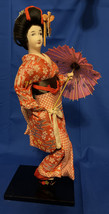 Vintage Japanese Geisha Doll Kimono on Wood Platform 17&quot; Umbrella - £29.04 GBP