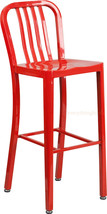 Mid-Century Red &#39;Navy&#39; Style Bar Stool Cafe Patio Chair In-Outdoor Commercial - £166.74 GBP