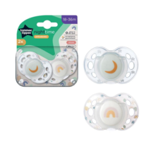 Tommee Tippee Night Time Soothers, Symmetrical, 18-36M, Pack of 2 Dummies - £62.62 GBP