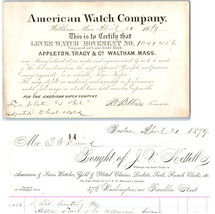 1879 American Watch Appleton Tracy Co Waltham Ma Boston Pocket Watch Pap... - $73.49
