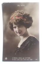 My Wish Birthday Radiant Portrait Young Lady in Headband Postcard c1910s - £6.38 GBP