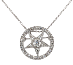 14k White Gold and Diamonds Five Point Star Shaped Pin/Pendant w/Chain (... - $792.00