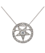 14k White Gold and Diamonds Five Point Star Shaped Pin/Pendant w/Chain (... - $1,111.48 CAD