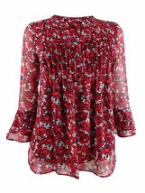 Charter Club Womens Plus Floral Print Pleated Blouse Red 3X - £23.50 GBP