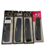Lot of 4 Vintage ACE Hard Rubber Combs Black 5&quot;, Made in USA, New Old Stock - $123.96 CAD