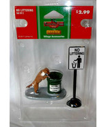 Lemax Holiday Village Figurine No Littering Dog w Garbage Can &amp; Sign 201... - £11.00 GBP