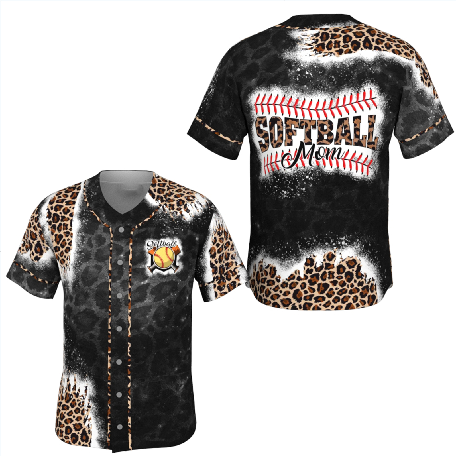 Unisex Baseball Jersey Softball Mom Leopard Pattern Mother's Day Gifts XS-5XL - $26.99 - $42.29