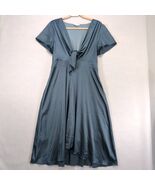 Baltic Born Poppy Satin Midi Dress Sz XL Front Tie Midnight Blue Flutter... - €40,97 EUR