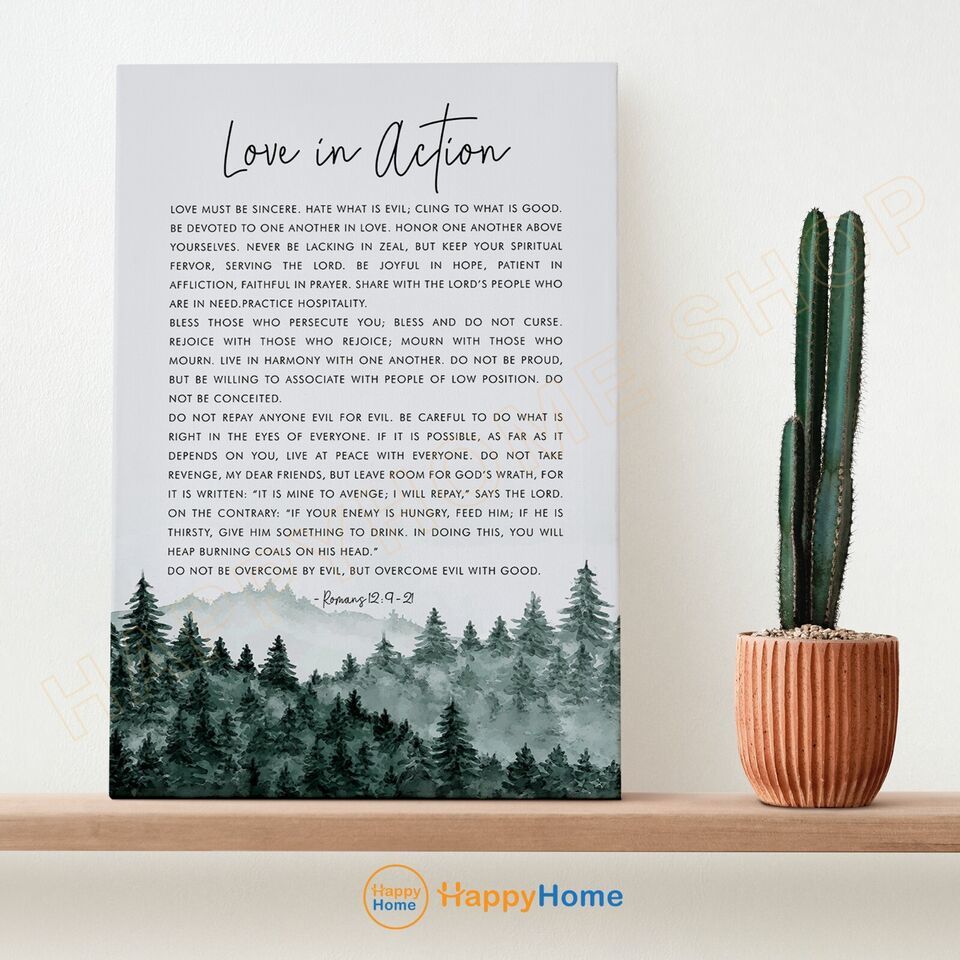 Romans 12:9-21 Love in Action Bible Verse Wall Art Scripture Christan Print-P855