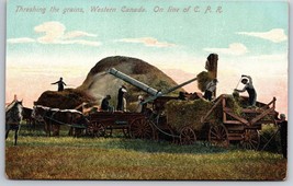 Threshing Grain Western Canada Canadian Pacific Railway CPR UNP DB Postcard K11 - £5.38 GBP