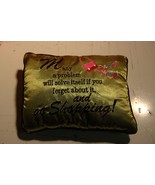 Cute Green Go Shopping Throw Pillow 9x7 Inch Sofa Many A Problem Will Solve - £10.26 GBP