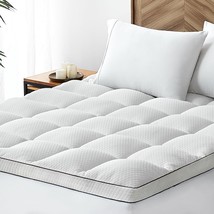 Queen Size Mattress Topper - Cooling Pillow Top Pad For Bed - White Thick - £50.90 GBP