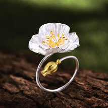Moment Real 925 Silver Handmade Designer Fashion Jewelry Blooming Poppies Flower - £80.89 GBP