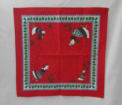VTG 4 Christmas Goose Table Napkins Red 17&quot; Country Animals Sunweave Linen Corp - £10.24 GBP