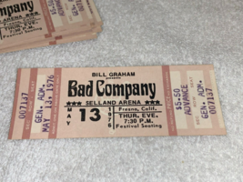 Bad Company 1976 Unused Concert Ticket Bill Graham Selland Arena Paul Rogers Usa - £10.21 GBP