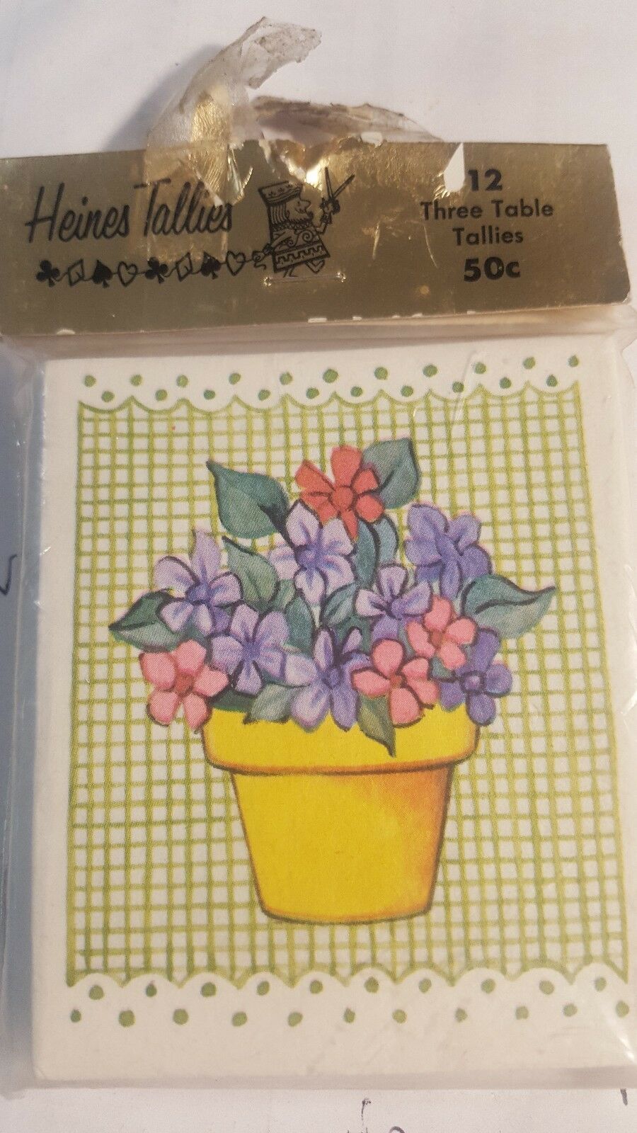 Vintage Heines Bridge Basket with Flowers. 12 Three Table Tallies - $4.89