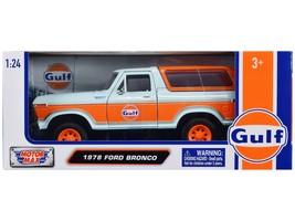 1978 Ford Bronco Light Blue and Orange "Gulf Oil" "Gulf Die-Cast Collection" 1/2 - $1,674.65 MXN