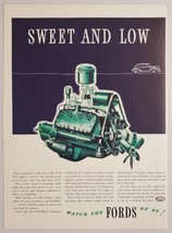 1940 Print Ad Ford Car and V-8 Engine Sweet & Low Song from Motor - $15.28