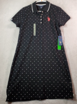 US Polo Assn. Polo Dress Womens Large Black Polka Dot Short Sleeve Logo Collared - £15.50 GBP