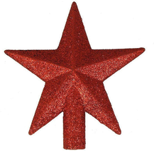4&quot; Petite Treasures Red Glittered Mini Star Christmas Tree Topper - Unlit - £8.86 GBP