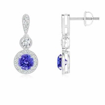 Authenticity Guarantee 
ANGARA Tanzanite and Diamond Halo Dangle Earrings in ... - £954.88 GBP