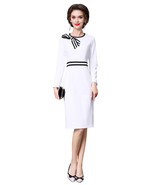 Kate Middleton Inspired Striped Bowtie Contrast Waist Sheath Midi Dress ... - $2,392.79 MXN