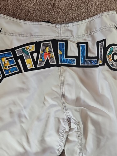 Metallica Billabong Bart Simpson/Simpsons Drawstring Board Shorts, Size 32 White Item image 3