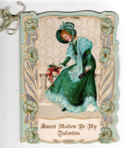 Vintage 1900s Valentine&#39;s Day Sweet Maiden By My Valentine Booklet Embossed - £18.18 GBP