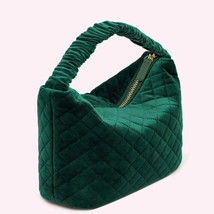 Stoney Clover Lane Scrunch Handle Bag Green Quilted Velvet New - $73.45