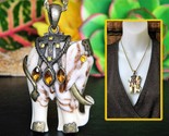 Vintage indian elephant pendant ornate marbled brass trim figural thumb155 crop