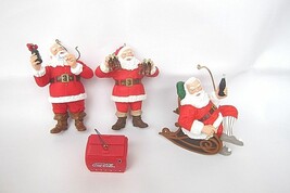 Coke Lot 4 Christmas Ornaments Santa Drink Coca Cola Cooler 1993 97 96 95 - $368.88 MXN