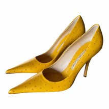 Brand New Gianmarco Lorenzi Yellow Ostrich High Heel Pump Size IT(37) US 7 - £276.97 GBP