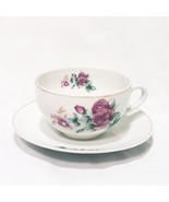 Pink Mauve Roses on Stems Tea Cup and Saucer Made in Japan Vintage Flowers - £12.11 GBP