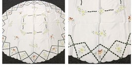 70&quot; Embroidered Round White Embroidery Cutwork Tablecloth Fabric Polyester - $93.99