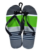 Mens Green Striped Flip Flops - £4.75 GBP