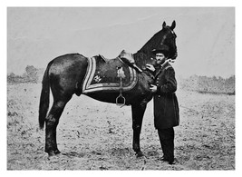 PRESIDENT ULYSSES S. GRANT WITH HIS HORSE CIVIL WAR 5X7 B&amp;W PHOTO - £8.95 GBP