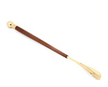 Bey Berk Teak Wood With Brass Accents Shoe Horn And Polishing Sponge - $74.95