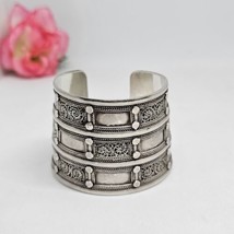 Ornate Filagree Ethnic BOHO 925 Sterling Silver Adjustable Cuff Bracelet 96g - £239.72 GBP