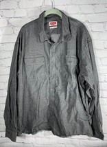 Wrangler Men&#39;s 3X Big XXXL Long Sleeve Button up Shirt Grey Button - £15.95 GBP